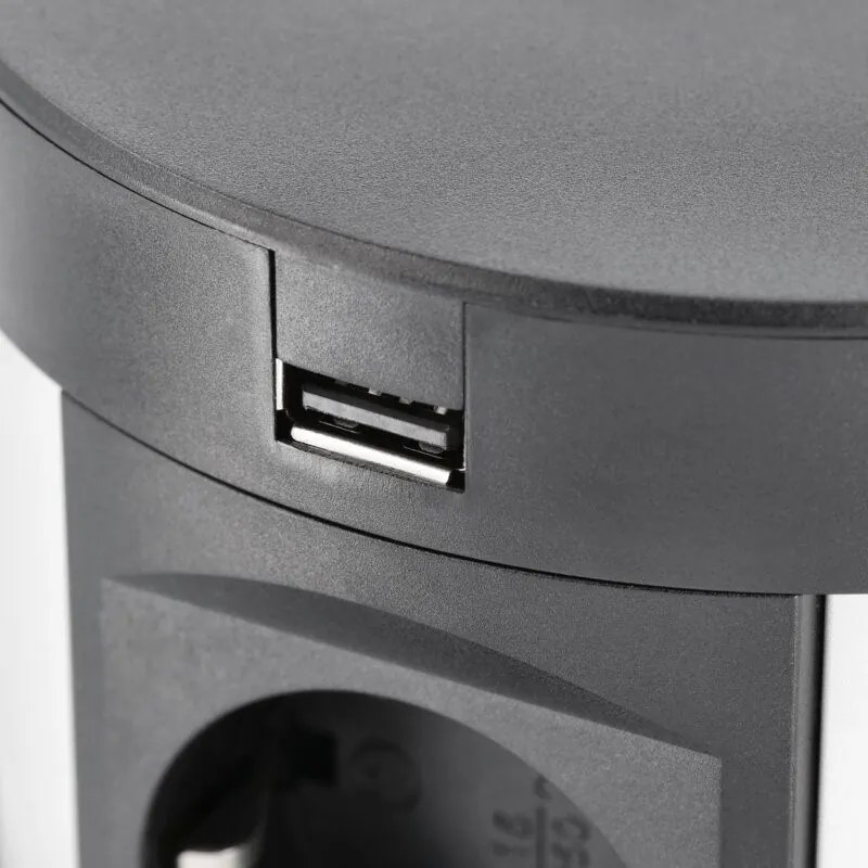 Priza incorporabila in blat Comfort Plus GTV, incarcator wireless 5W, 4 prize Schuko, 2 x USB A, 2 x RJ45, negru, D: 120 mm D:120 mm, Aluminiu