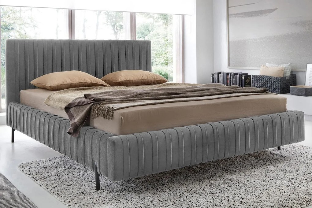 Pat lemn masiv Tapițat Plix cu Ladă Depozitare Personalizabil 140/160/180 x 200 cm - Velvetmat 100, 180 x 200 cm