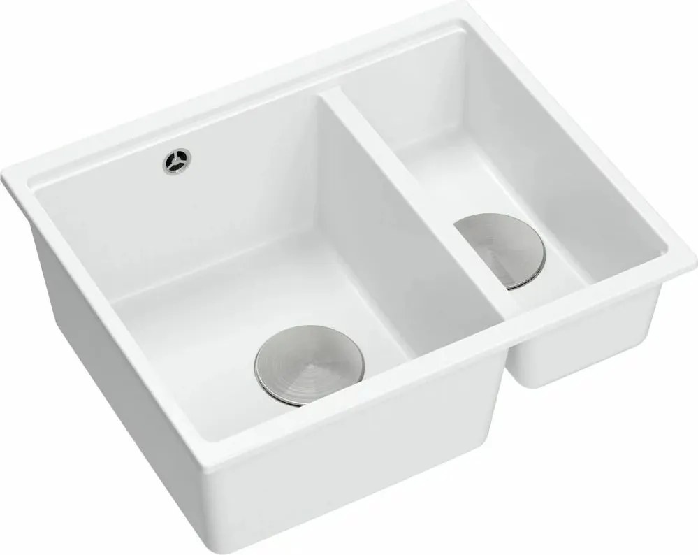 Chiuveta compozit incastrata Quadron Logan 150 alb - inox 56x46 cm