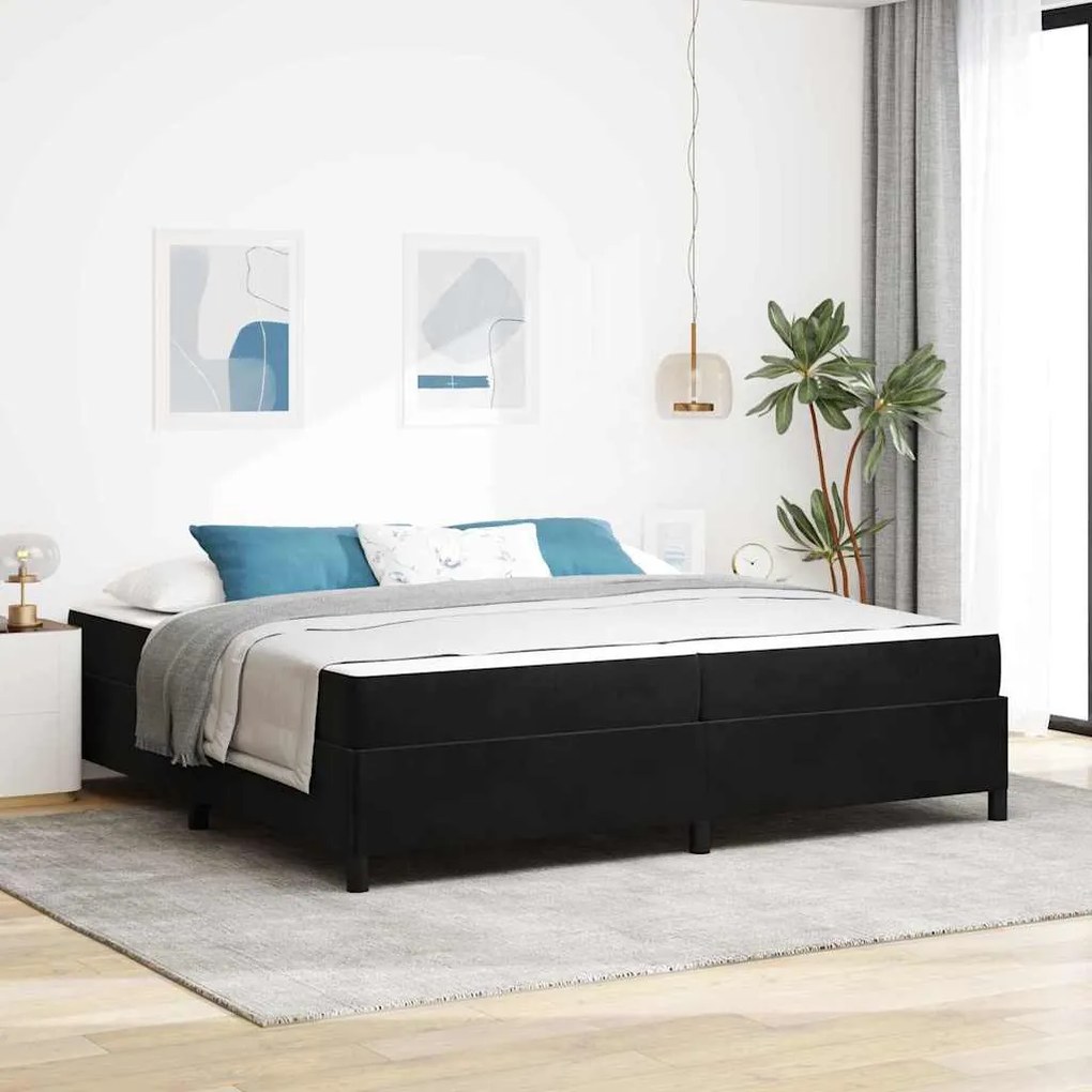 vidaXL Cadru de pat Altele Negru și Alb și Negru 200 x 200 cm Catifea