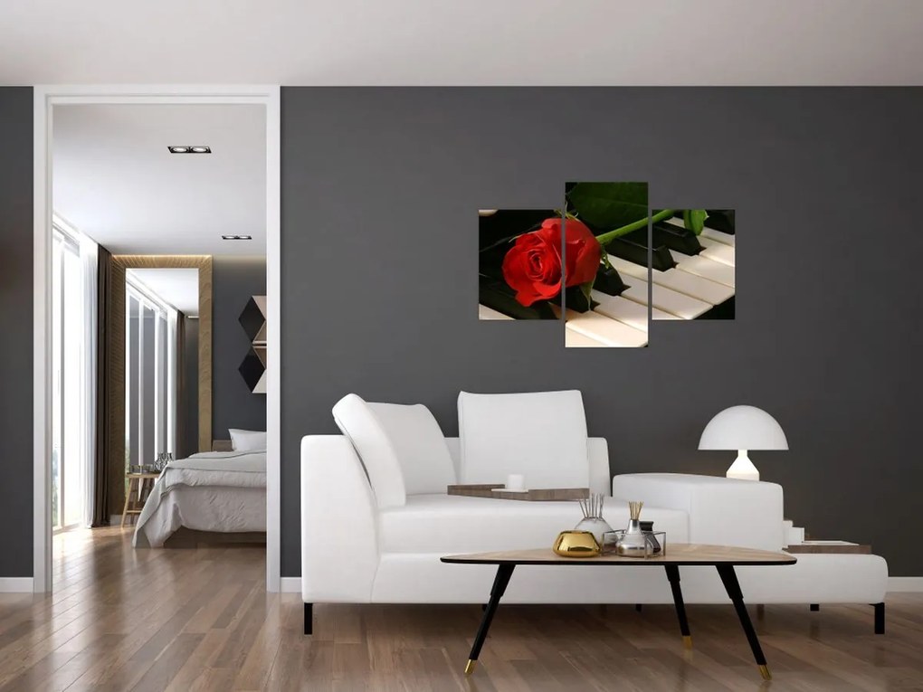 Tablou - Pian și trandafiri (90x60 cm)