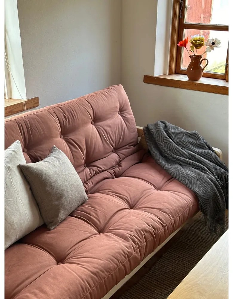 Canapea bej extensibilă cu tapițerie din catifea reiată 204 cm Grab - Karup Design