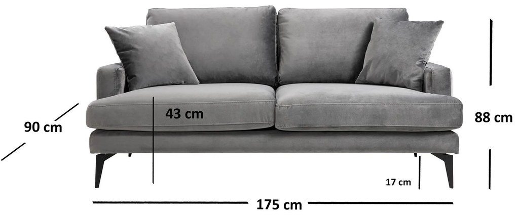 Canapea două locuri Papirolla (gri + negru). 1106654