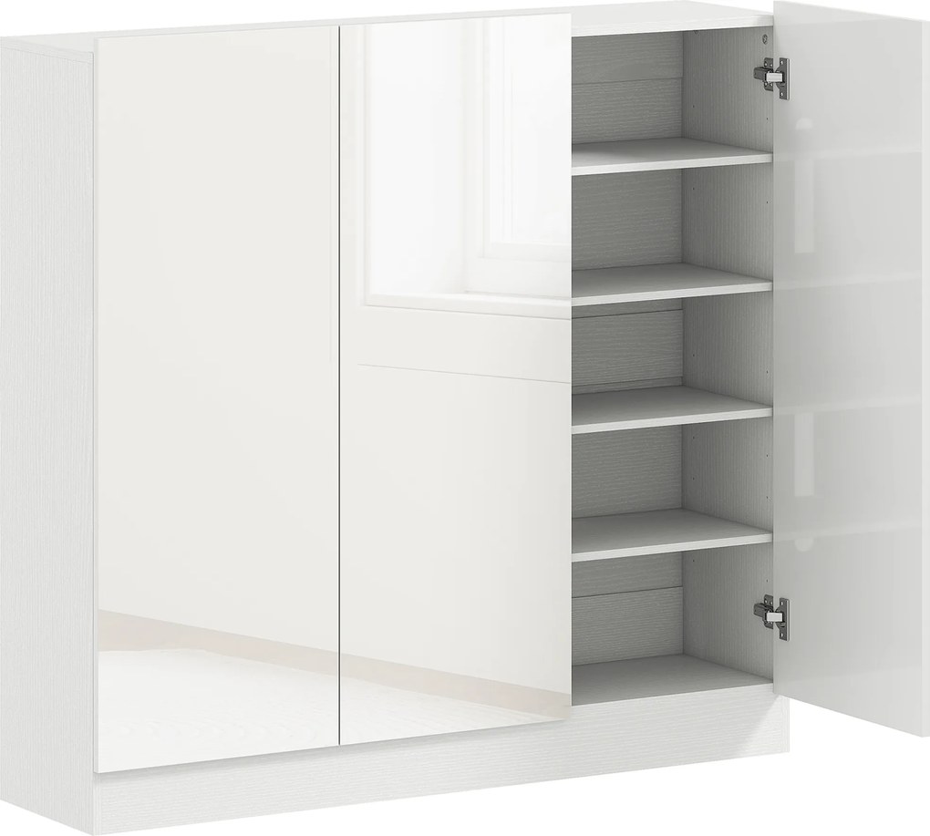 HOMCOM Dulap de Pantofi pentru 25-30 de Pantofi cu Uși Amortizate, Alb Lucios | Aosom Romania