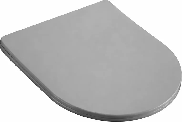 Capac vas wc cu soft close si quick release, gri mat, Fluminia Alfonzo