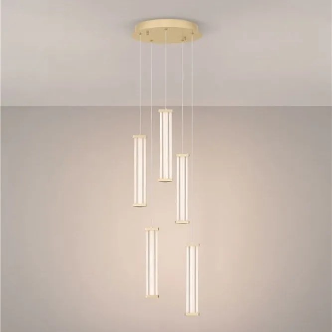 Lustra cu 5 pendule LED 3000K PHEME auriu periat