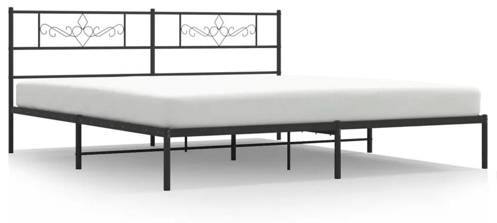 355272 vidaXL Cadru de pat metalic cu tăblie, negru, 183x213 cm