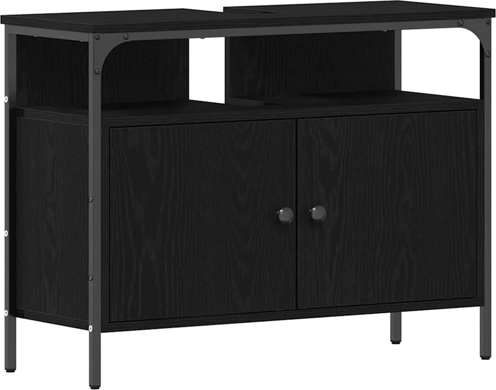 vidaXL Dulap pentru Chiuveta de Baie Stejar negru 80 x 30 x 60 cm