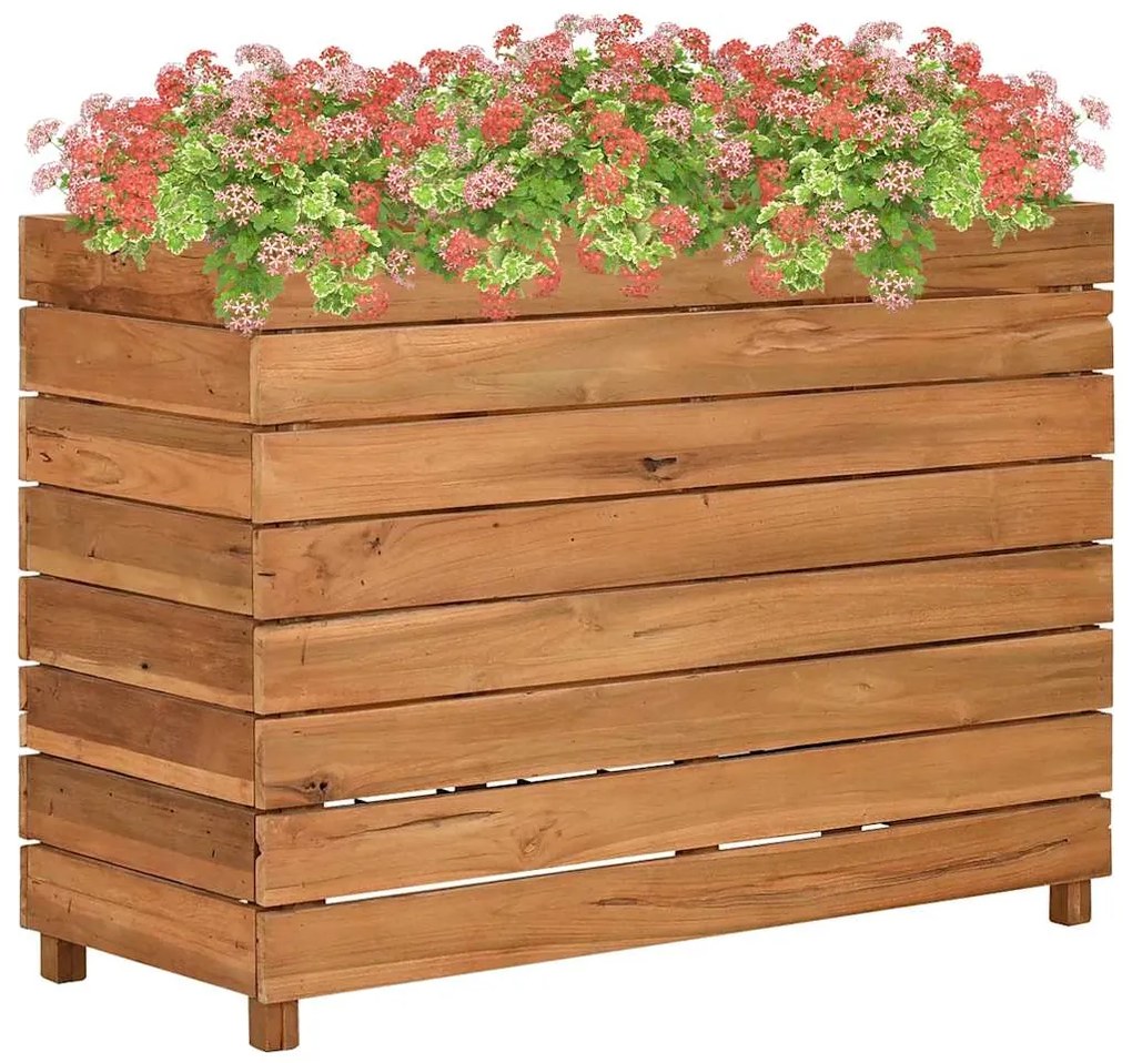 vidaXL Strat înălțat, 100x40x72 cm, lemn de tec reciclat și oțel