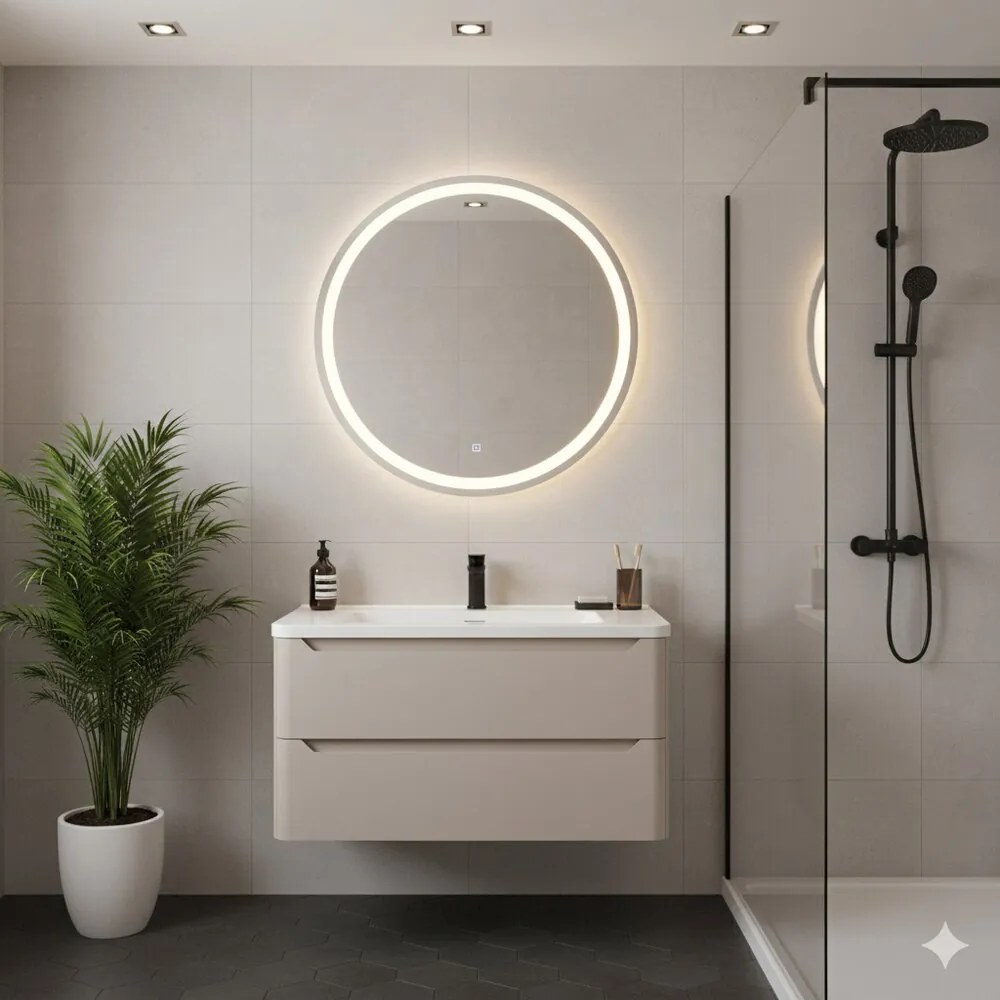 Dulap baza suspendat Rune Laguz 2 sertare 80 cm bej mat