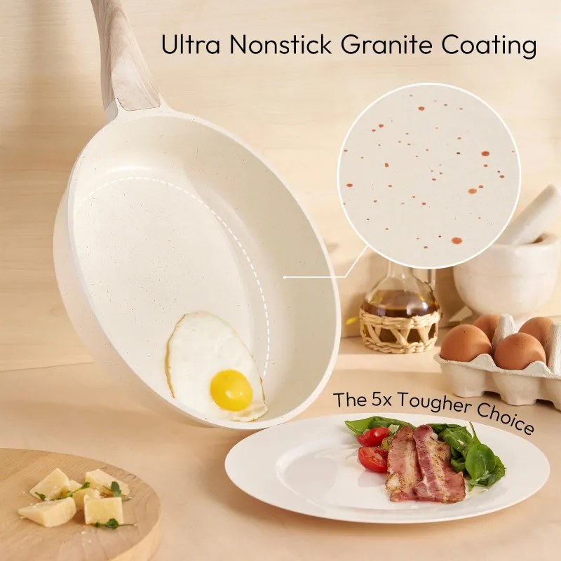 Set oale si tigai Just Perfecto JL-28, 15 piese, Turnat, Acoperire din marmura, Inductie, Accesorii, Bej