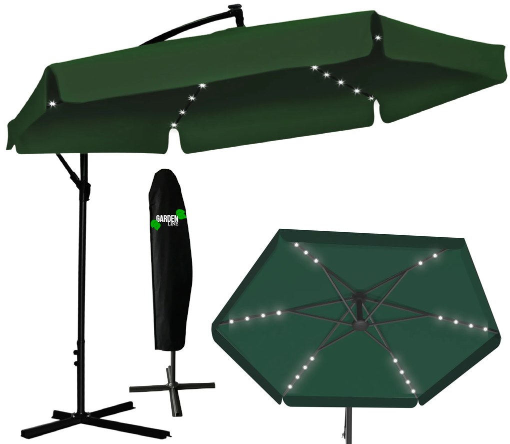 JAKS Umbrelă de grădină verde LED