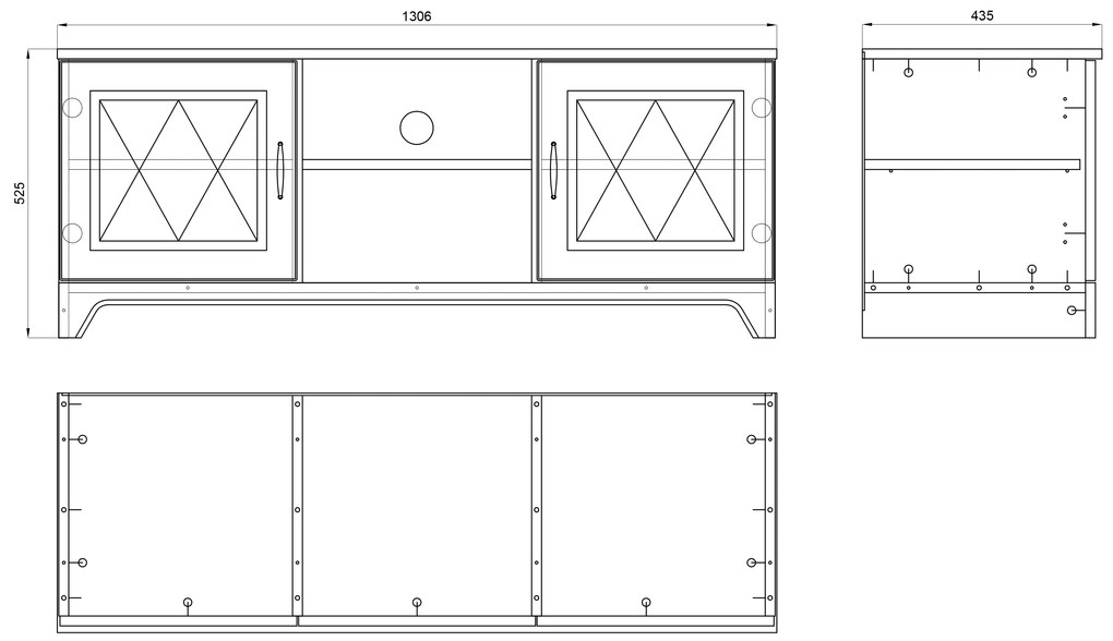 Mobilier dulap de perete PROVENZA Stejar Piatră/Alb Mat - COMODĂ TV VITRINĂ COMODĂ/BAR PENTRU LIVING RETRO