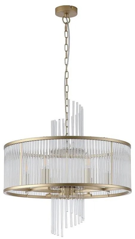 Candelabru modern metal auriu, tije din sticla Lara