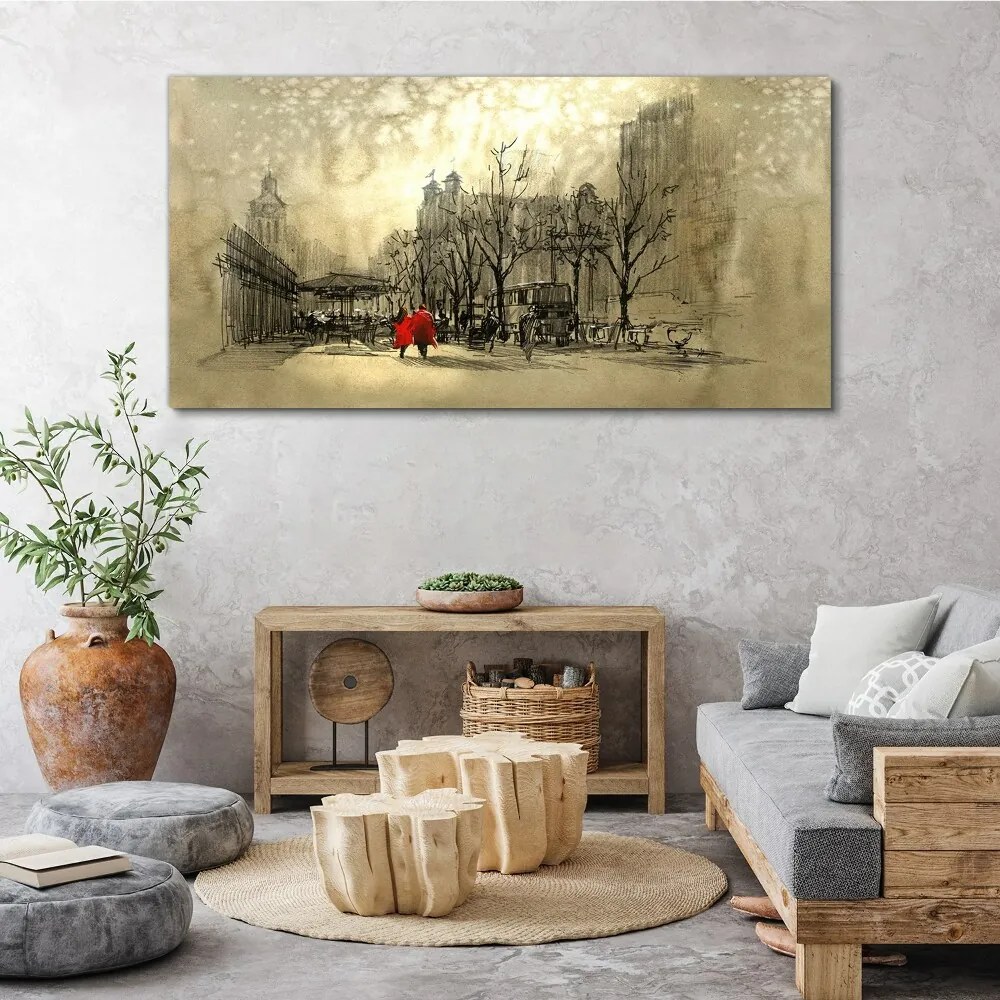 Tablou canvas cuplu de abstracție de oraș