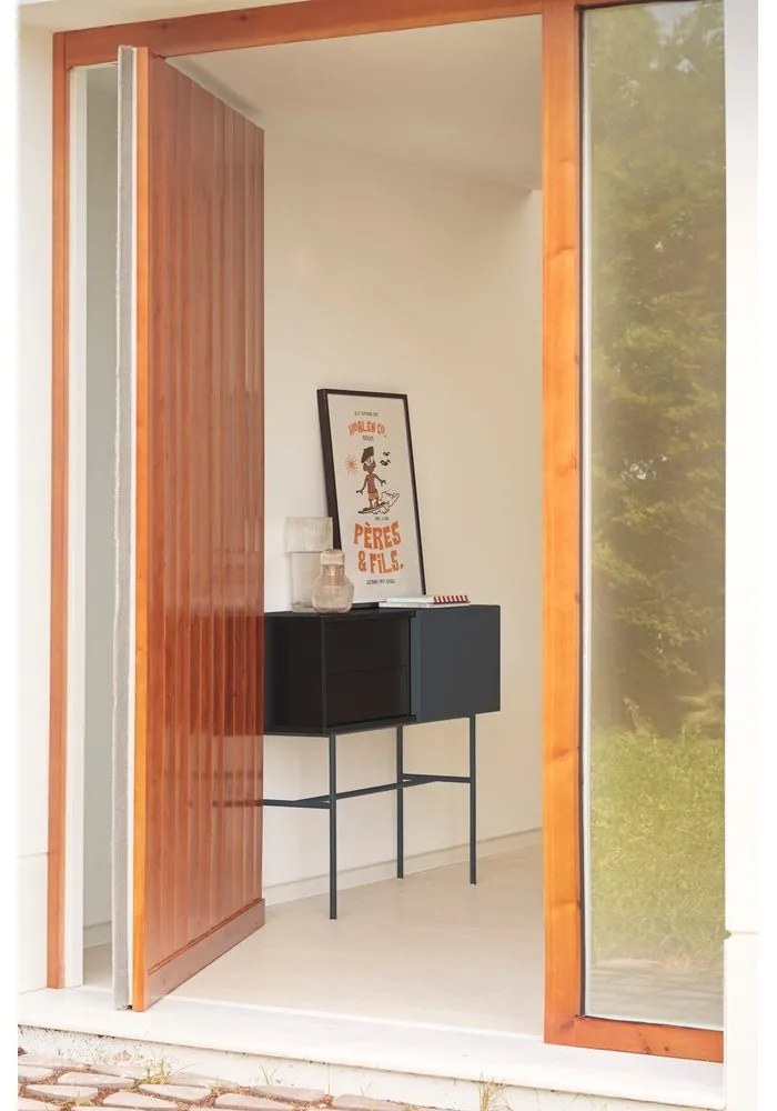 Masă consolă neagră-gri antracit 35x110 cm Nube – Teulat