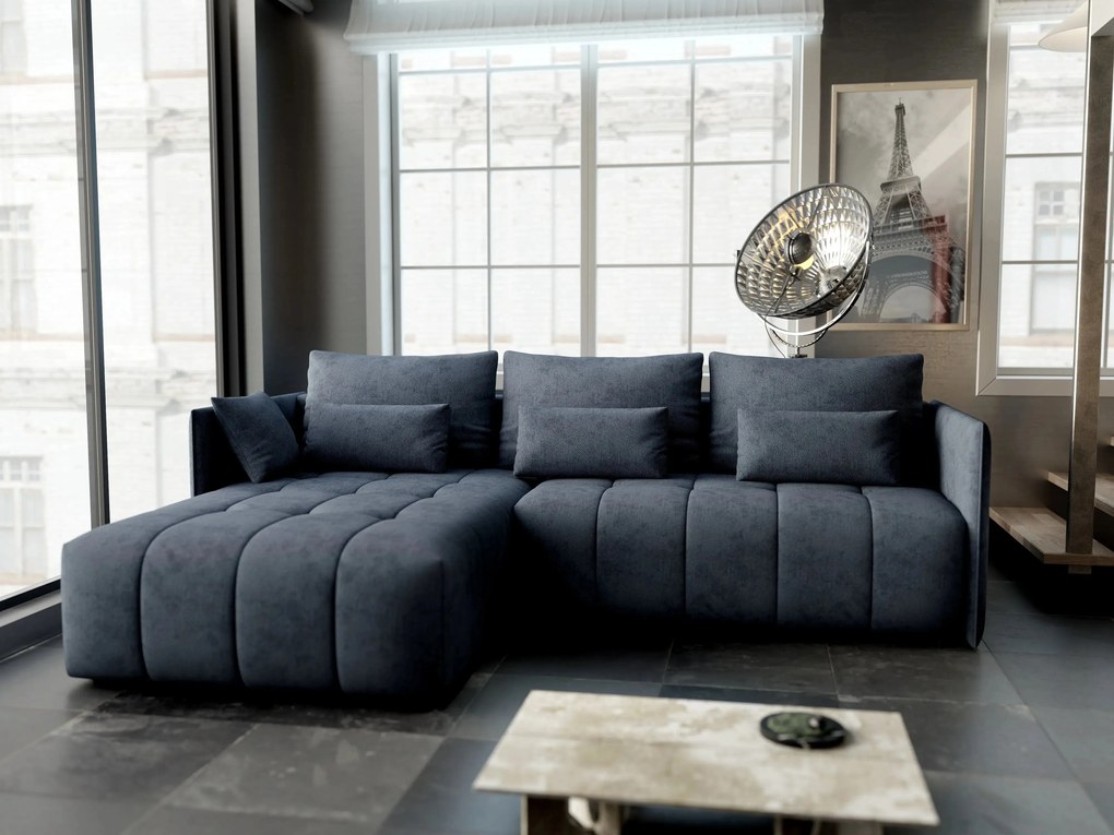 Colțar extensibil dumonde cu ladă de depozitare si sezut confortabil din spuma high-density, Malta Enjoy Antracit 235x185 cm