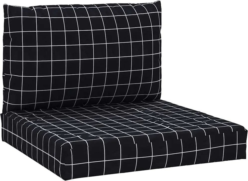 vidaXL Perne pentru paleți, 2 buc, negru, model carouri, textil oxford