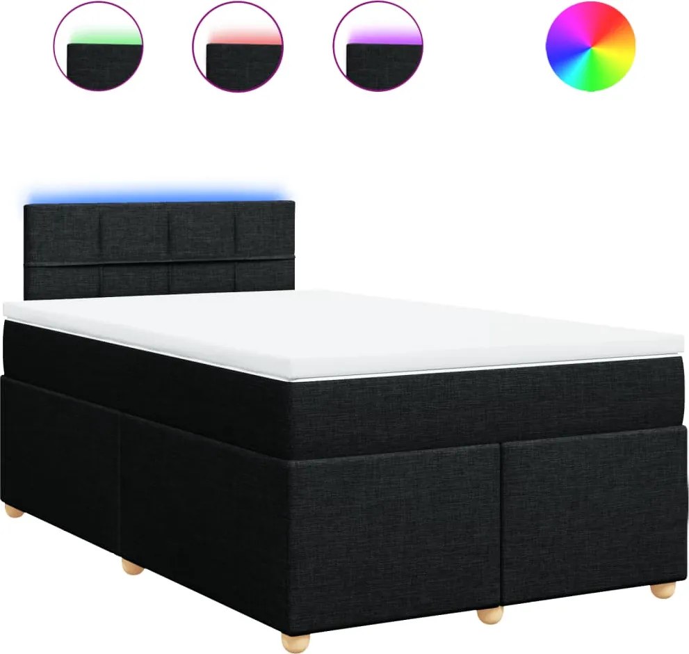vidaXL Pat box spring cu saltea, negru, 120x190 cm, catifea