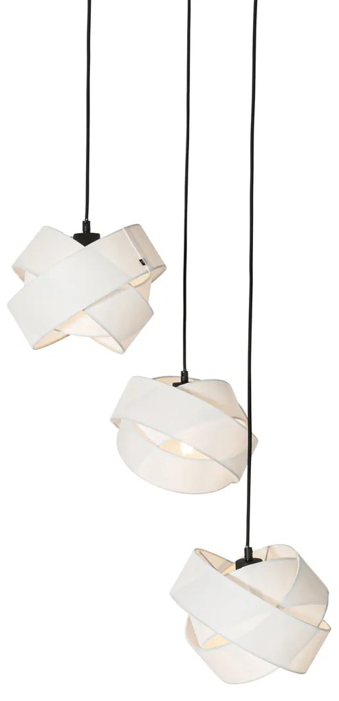 Lampă modernă cu pandantiv alb cu 3 lumini - Cloth