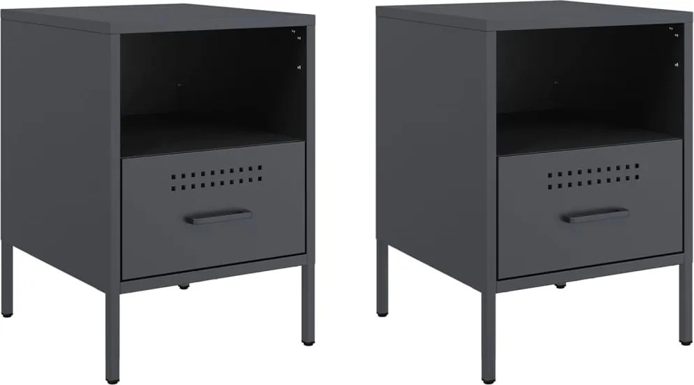 vidaXL Noptiere, 2 buc., antracit, 36x39x50,5 cm, oțel