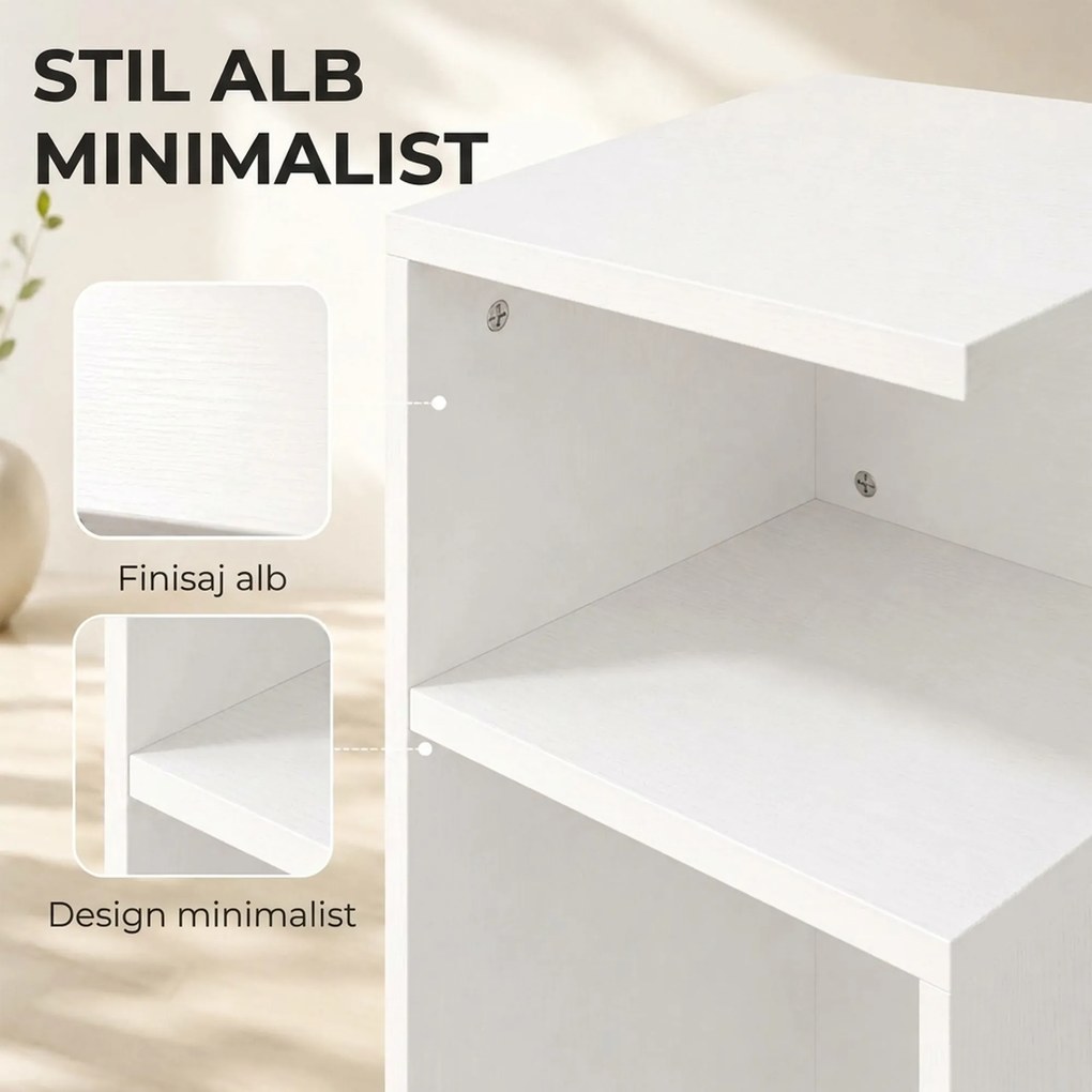 HOMCOM Set de 2 Măsuțe de Cafea Moderne cu Raft Deschis, Alb | Aosom Romania