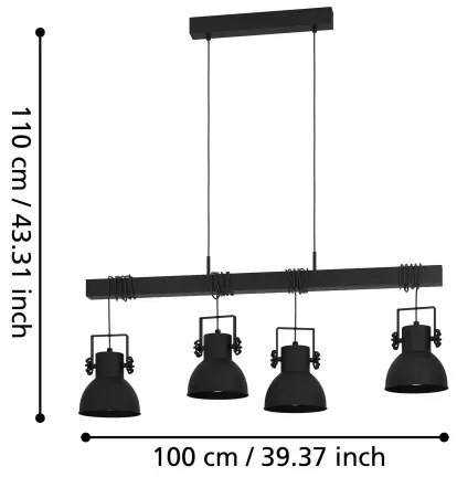 Lustră pe cablu SHIREBROOK 4xE27/40W/230V Eglo 43726