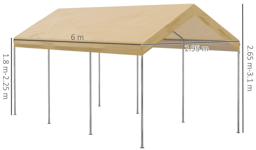 Outsunny Garaj Cort 6x3m, Portabil, Ideal pentru Grădină, Cort cu Copertină, Adăpost Depozitare, Ușor de Asamblat | Aosom Romania