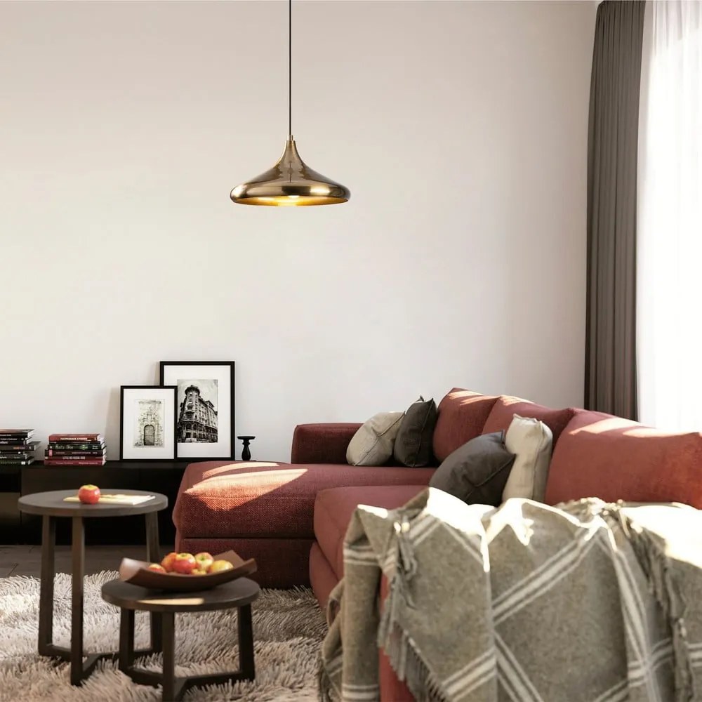 Lustră aurie cu abajur din metal ø 35 cm Berceste – Opviq lights