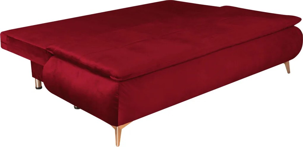 Canapea extensibila Sofie Lux, 203x92x86 cm, 3 locuri, lada pentru depozitare, Rosu