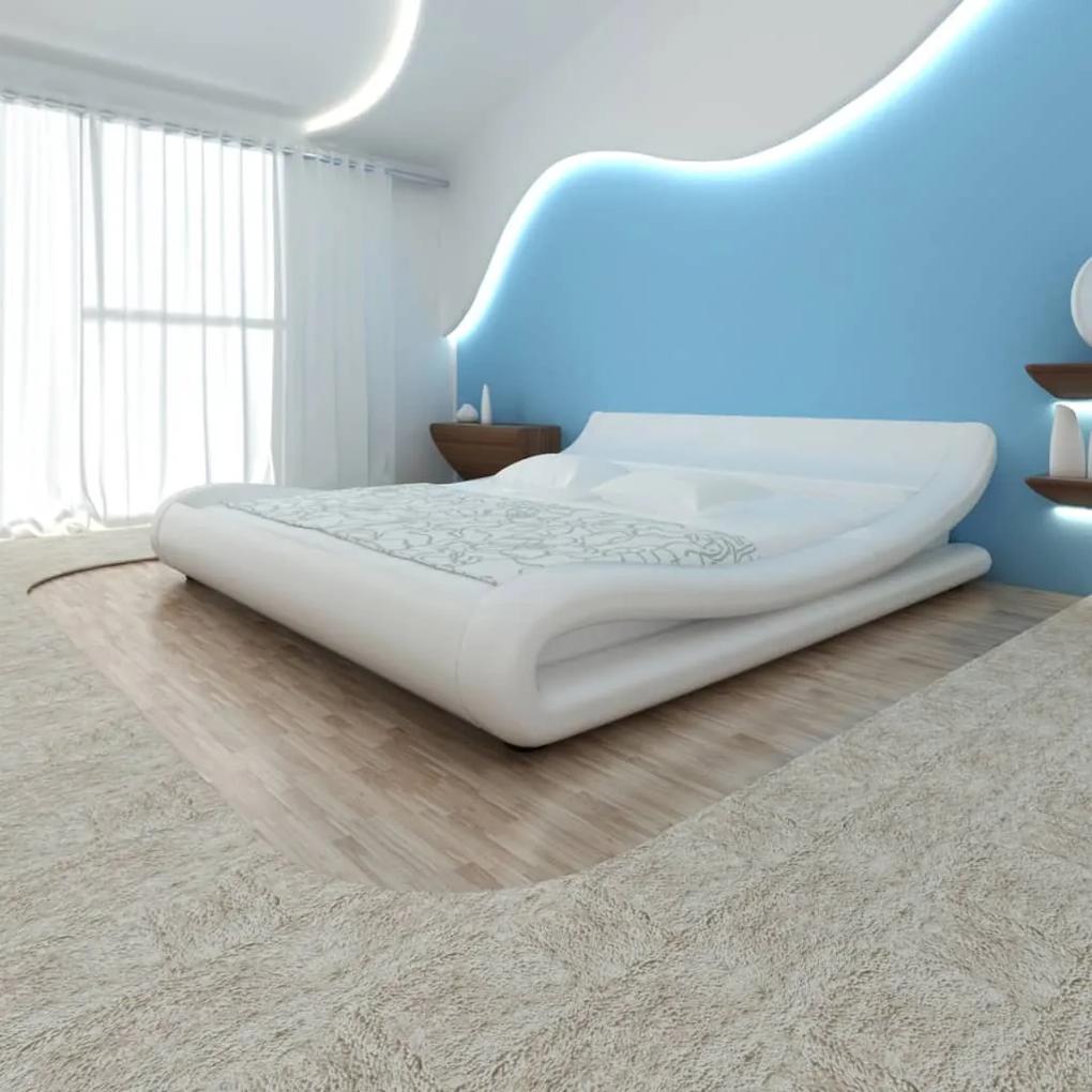 243146 vidaXL Cadru de pat ondulat, piele artificială, 180 x 200 cm, alb