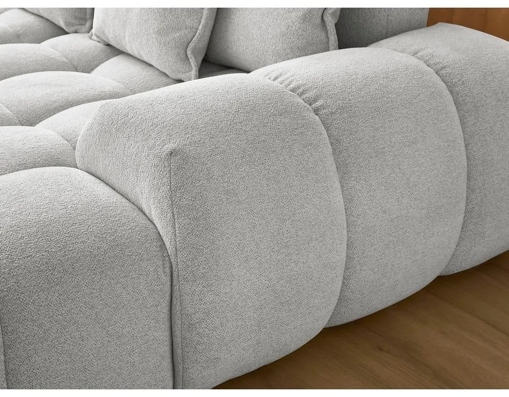 Colțar gri deschis extensibil/cu spațiu de depozitare cu tapițerie din chenille (cu colț pe partea stângă/în formă de "U") Everest – Bobochic Paris