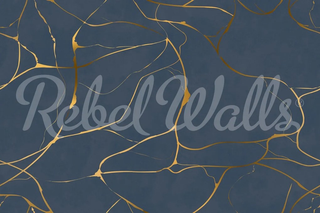 Fototapet, Gold Swirl, Dark Blue, Rebel Walls
