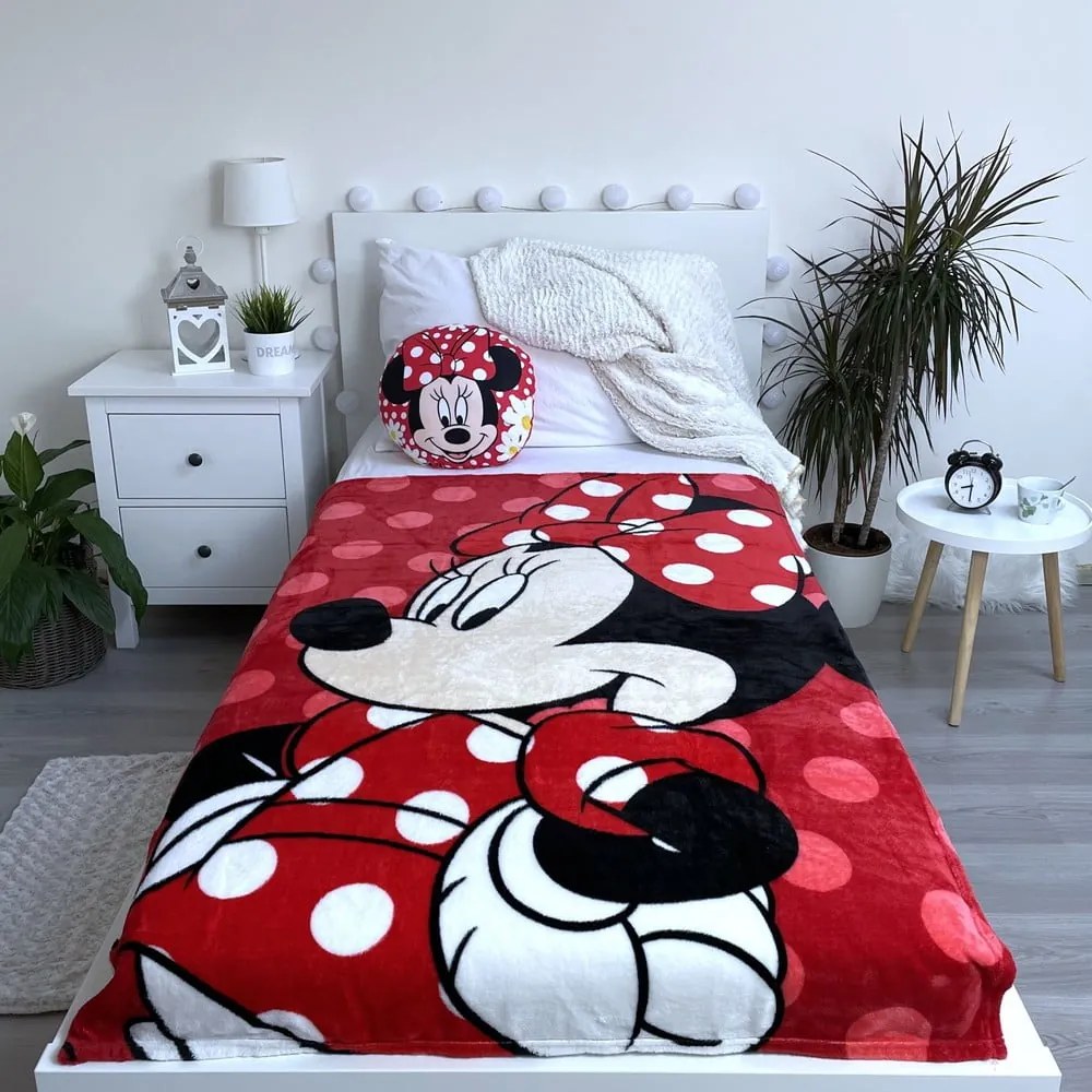 Pătură pentru copii roșie din micropluș 100x150 cm Minnie – Jerry Fabrics