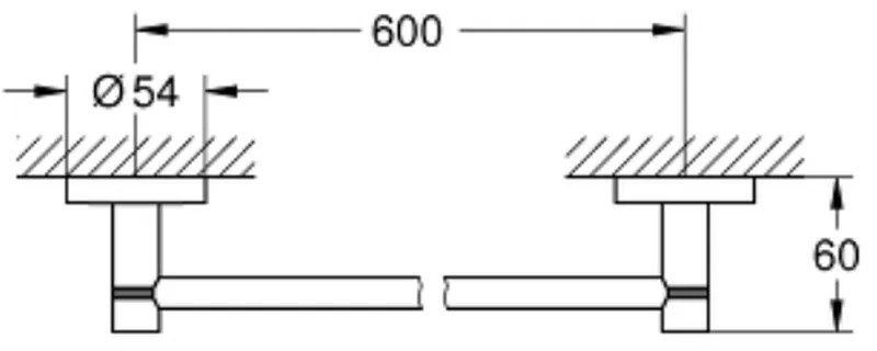 Suport prosop baie crom 60 cm Grohe Essentials Crom lucios