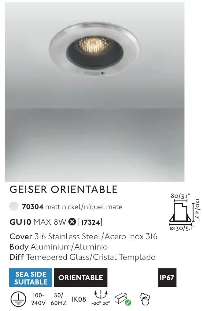 Spot orientabil incastrabil de exterior 13cm GEISER