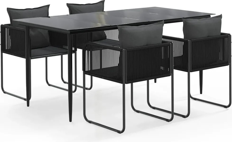 vidaXL Set de servit masa pentru grădină, 5 piese, negru