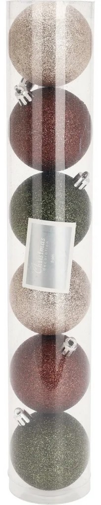 Set decorațiuni de Crăciun Glitter maro, diam. 6 cm, 6 buc.