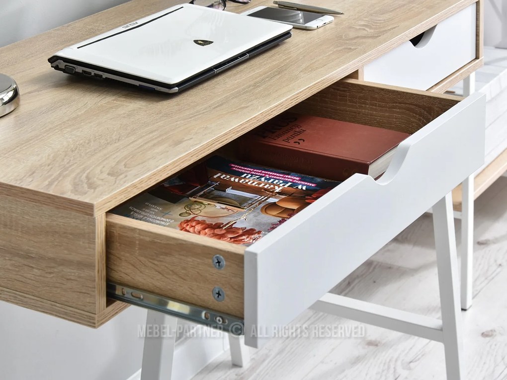 Masă PC Fallon (stejar + alb). Promo -8%. 1109752