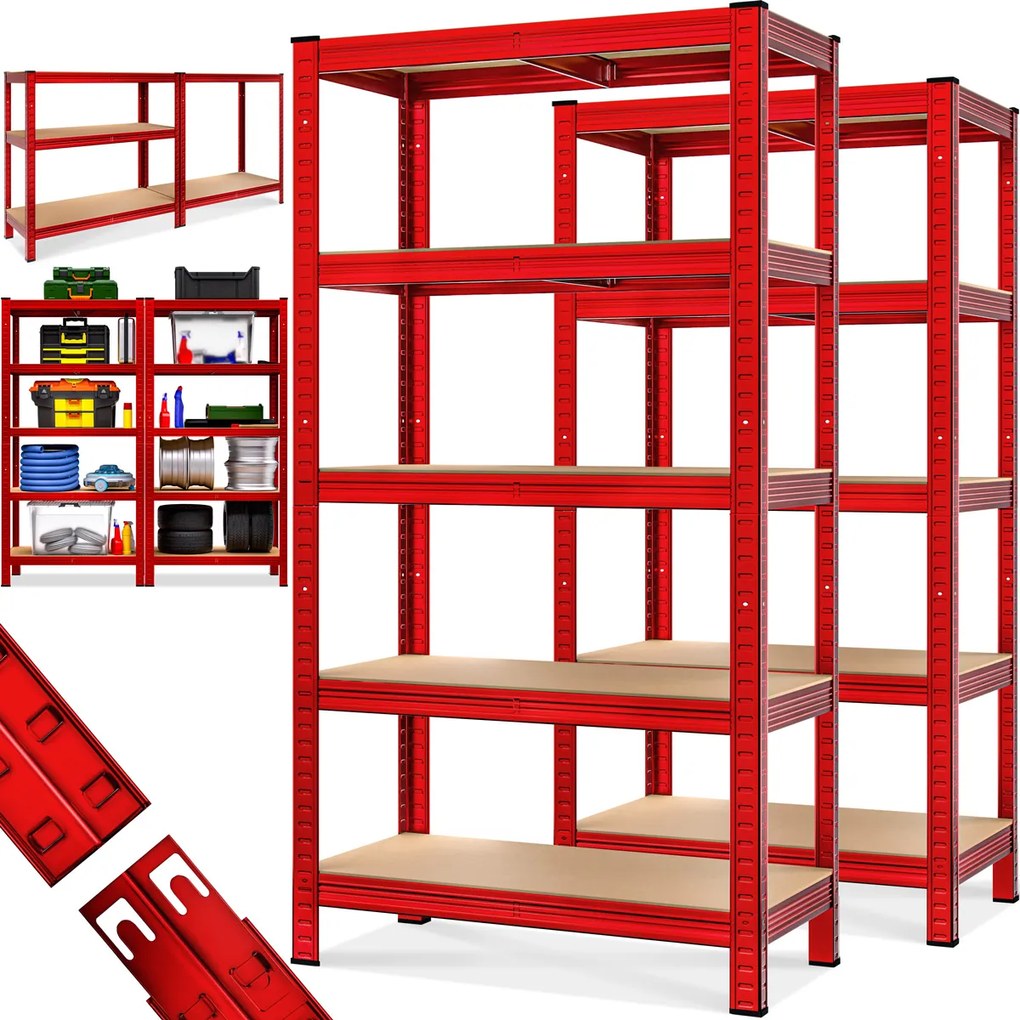 Deuba Set 2 rafturi 180x90x40cm - rosu