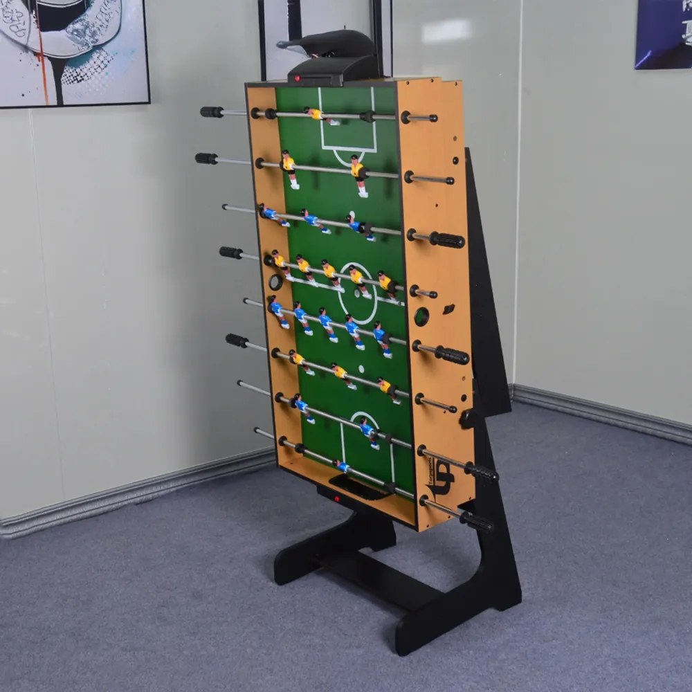 Masă de joc 4 în 1 pentru foosball, ping-pong, biliard și curling bowling