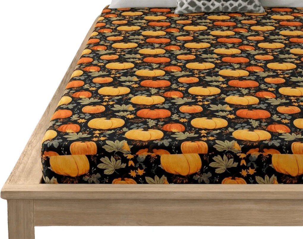 Cearsaf din microfibra ORANGE PUMPKINS colorat 90x200 cm