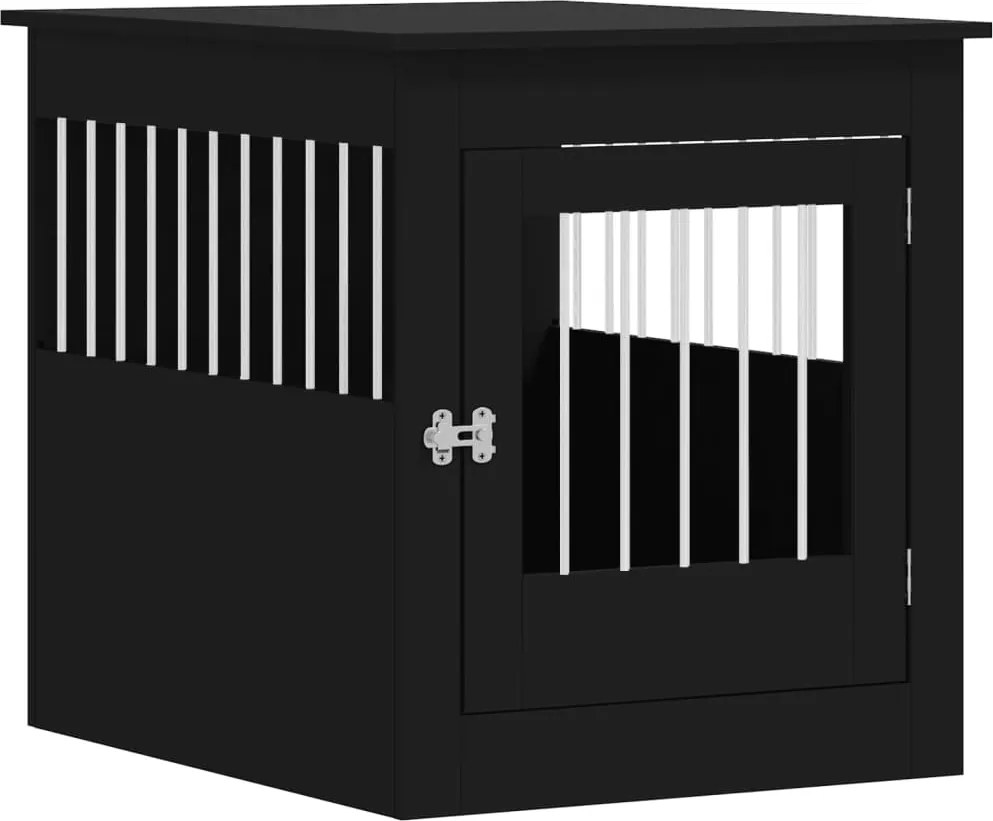 vidaXL Ladă pentru câini, negru, 64,5x80x71 cm, lemn compozit