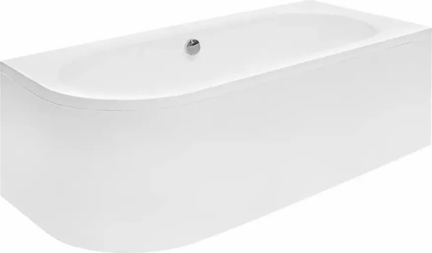Cada asimetrica Besco Avita 180x80 cm alb lucios cu montaj dreapta
