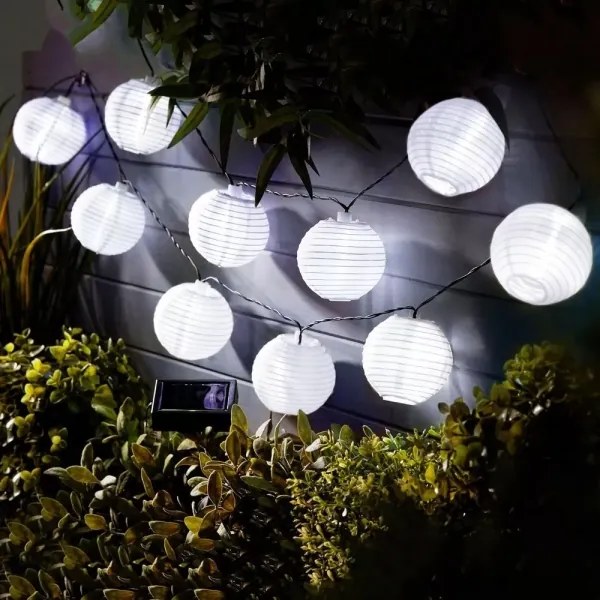 Instalație LED solară 10xLED/1,2V 300mAh 3,7m IP44 alb rece