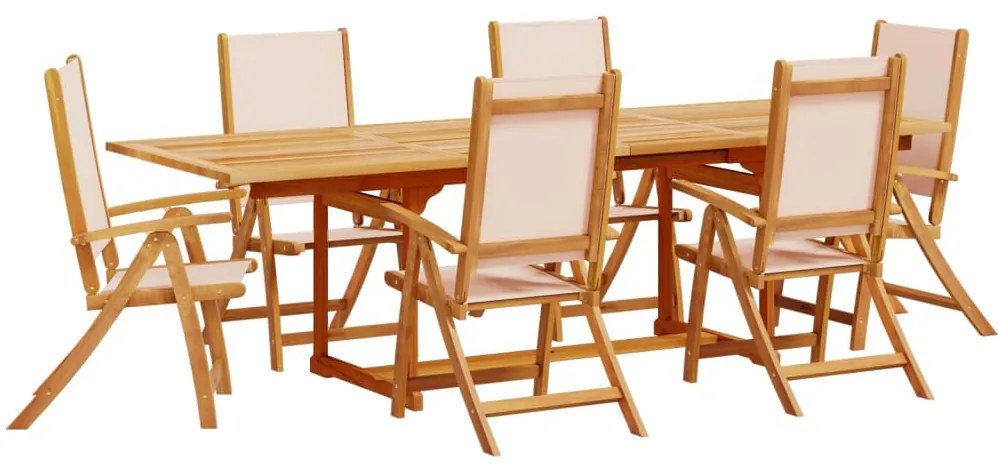 3279278 vidaXL Set mobilier de grădină, 7 piese, lemn masiv acacia/textilenă