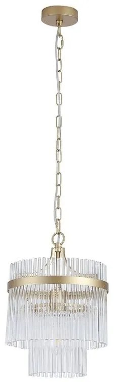 Lustra moderna metal auriu, tije din sticla Lara