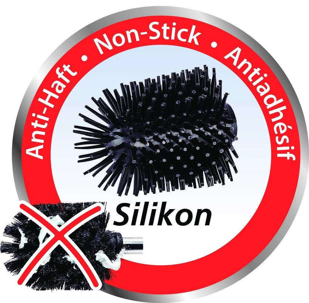 Rezerva perie toaleta din silicon, fara maner, Brush Medium Negru, Ø7,5xH9,3 cm