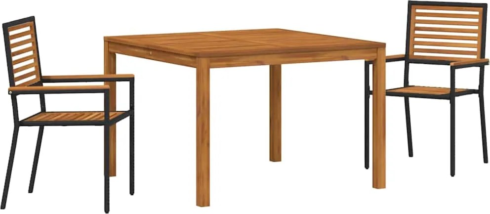vidaXL Set de masă pentru grădină 3 pcs Negru Lemn Solid de Acacia