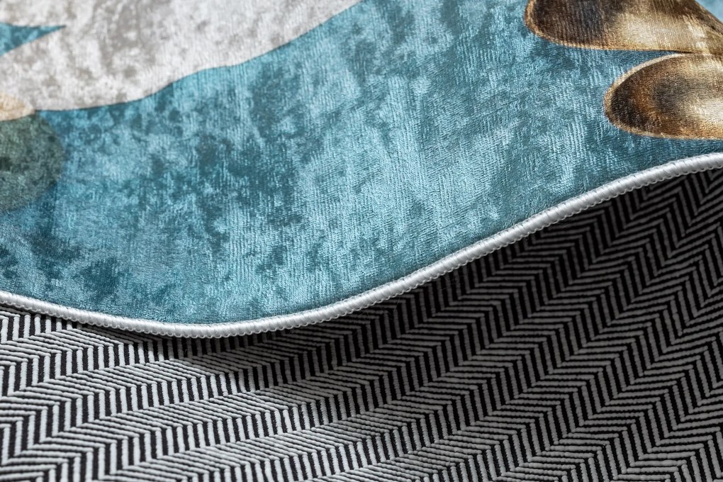 ANDRE 33220 covor lavabil linguri, bucatarie, anti-alunecare - albastru / aur